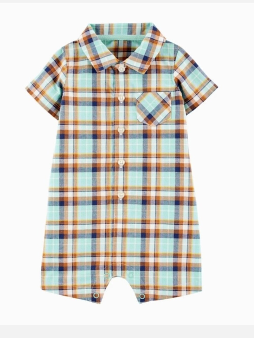 Carter's Baby Shorts Romper One-piece Plaid Button Snap leg Sz. 18 mo Summer NWT